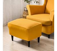 Highdi Housse Ottomane Housses de Pouf Extensible Rectangulaire, Housse de Repose-Pieds Protecteur de Meubles Housse de Tabouret avec Fond Élastique Antidérapante (Jaune,Housse de ottomane)