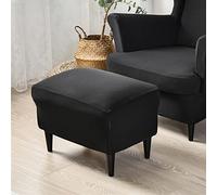 Highdi Housse Ottomane Housses de Pouf Extensible Rectangulaire, Housse de Repose-Pieds Protecteur de Meubles Housse de Tabouret avec Fond Élastique Antidérapante (Le Noir,Housse de ottomane)