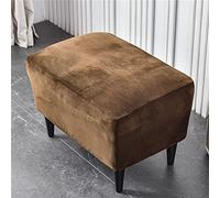Highdi Housse Ottomane Housses de Pouf Extensible Rectangulaire Velours, Housse de Repose-Pieds Protecteur de Meubles Housse de Tabouret avec Fond Élastique Antidérapante (Brun,1 pièce)
