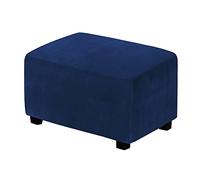 Highdi Housse Ottomane Housses de Pouf Extensible Rectangulaire, Velours Housse de Repose-Pieds Protecteur de Meubles Housse de Tabouret avec Fond Élastique Antidérapante Lavable (Bleu foncé,M)