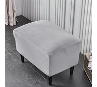 Highdi Housse Ottomane Housses de Pouf Extensible Rectangulaire Velours, Housse de Repose-Pieds Protecteur de Meubles Housse de Tabouret avec Fond Élastique Antidérapante (Gris Clair,1 pièce)