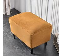 Highdi Housse Ottomane Housses de Pouf Extensible Rectangulaire Velours, Housse de Repose-Pieds Protecteur de Meubles Housse de Tabouret avec Fond Élastique Antidérapante (Chameau,1 pièce)
