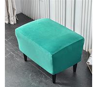Highdi Housse Ottomane Housses de Pouf Extensible Rectangulaire Velours, Housse de Repose-Pieds Protecteur de Meubles Housse de Tabouret avec Fond Élastique Antidérapante (Paon Bleu,1 pièce)