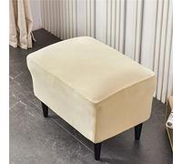 Highdi Housse Ottomane Housses de Pouf Extensible Rectangulaire Velours, Housse de Repose-Pieds Protecteur de Meubles Housse de Tabouret avec Fond Élastique Antidérapante (Beige,1 pièce)