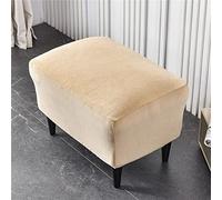 Highdi Housse Ottomane Housses de Pouf Extensible Rectangulaire Velours, Housse de Repose-Pieds Protecteur de Meubles Housse de Tabouret avec Fond Élastique Antidérapante (Couleur crème,2 pièces)