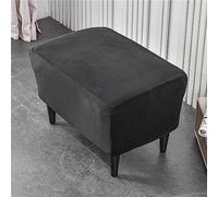 Highdi Housse Ottomane Housses de Pouf Extensible Rectangulaire Velours, Housse de Repose-Pieds Protecteur de Meubles Housse de Tabouret avec Fond Élastique Antidérapante (Le Noir,1 pièce)