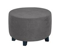 Highdi Housse Ottomane Housses de Pouf Extensible Rond, Velours Housse de Repose-Pieds Protecteur de Meubles Housse de Tabouret avec Fond Élastique Antidérapante Lavable (Gris,M)