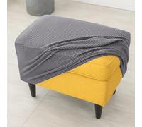 Highdi Housse Ottomane Housses de Pouf Rectangulaire, Jacquard Épais Housse Repose-Pieds Extensible Protecteur Meubles Housse de Tabouret avec Fond Élastique (Anthracite)