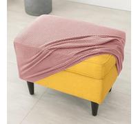 Highdi Housse Ottomane Housses de Pouf Rectangulaire, Jacquard Épais Housse Repose-Pieds Extensible Protecteur Meubles Housse de Tabouret avec Fond Élastique (Rose)