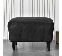 Highdi Housse Ottomane Housses de Pouf Velours Luxe Rectangulaire, Couleur Unie Housse Repose-Pieds Extensible Protecteur Meubles Housse de Tabouret avec Fond Élastique Antidérapante (Le Noir)
