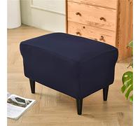 Highdi Housse Ottomane Rectangulaire Extensible Antidérapante Couleur Unie Housses de Pouf Housses de Repose-Pieds, Housse de Tabouret Lavable et Amovible pour Salon Chambre (Bleu Marine)