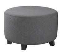 Highdi Housse Ottomane Rond Housses de Pouf Extensible Jacquard, Housse de Repose-Pieds Protecteur de Meubles Housse de Tabouret avec Fond Élastique Antidérapante (Gris,XL)