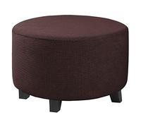 Highdi Housse Ottomane Rond Housses de Pouf Extensible Jacquard, Housse de Repose-Pieds Protecteur de Meubles Housse de Tabouret avec Fond Élastique Antidérapante (Marron foncé,S)