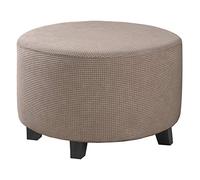 Highdi Housse Ottomane Rond Housses de Pouf Extensible Jacquard, Housse de Repose-Pieds Protecteur de Meubles Housse de Tabouret avec Fond Élastique Antidérapante (Brun Clair,L)