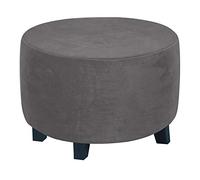 Highdi Housse Ottomane Rond Housses de Pouf Extensible Velours de Luxe, Housse de Repose-Pieds Protecteur de Meubles Housse de Tabouret avec Fond Élastique Antidérapante (Gris foncé,S)