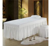 Highdi Housse Table De Massage avec Trou pour Le Visage, Table De Massage Drap-Housse avec Jupe Réutilisables pour Lit De Massage De 90cm Ou Moins (70 * 190cm,Blanc)