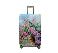 Highdi Housse Valise Série de Peintures à l'huile Housse de Valise Elastique, Housse Protection Valise Lavable, Housse de Bagage Portable, Adaptée aux Bagages S-XL (Rose,S (18-20 Pouces))