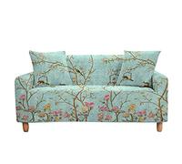 Highdi Housses de Canapé Extensible, Oiseau Fleur Motif Revêtement de Canapé 1/2/3/4 Places, Universel Housses de Canapé avec Accoudoirs (Vert d'eau,1 Place)