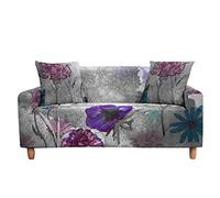 Highdi Housses de Canapé Extensible, Oiseau Fleur Motif Revêtement de Canapé 1/2/3/4 Places, Universel Housses de Canapé avec Accoudoirs (Fleur Grise,3 Places)