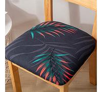 Highdi Housses de Siège de Chaise, Lot de 2, 4 ou 6 Housse de Chaise Stretch Impression Lavable Amovible Housse Assise Chaise, pour Salle à Manger, Hôtel, Banquet (Feuilles décolorées,6 pièces)