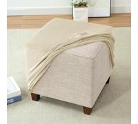 Highdi Housses Ottomane Housses de Pouf Carré Housse Repose-Pieds en Velours Extensible Doux Couleur Unie Housse de Tabouret Protecteur de Meubles avec Fond Élastique (45x45x45cm,Beige Clair)