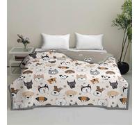 Highdi Imprimé Animal Simple Été Réversible, Été Douce Couette Jeté de Lit, Couette Poids Léger Couette Enfant, Couvre Lit en Microfibre pour Couette 2 Personnes (Chien,200x200cm)