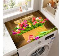 Highdi Imprimé Floral Tulipe Housse de Protection pour Machine à Laver Top,Coussin de Machine à Laver Antidérapant Housse de Machine à Laver pour Machine à Laver Ou Sèche-Linge (Grain de Bois,40x50cm)