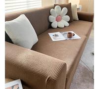 Highdi Jacquard Housse de Canapé Extensible 1 2 3 4 Place Couleurs Unies Couverture de Canapé avec Accoudoirs, Salon Meubles Revêtement pour Animaux (Chameau,3 Place)