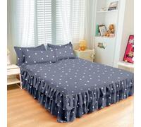 Highdi Jupe de lit à Volants Élastique, Modèles Impression 3D Couvre-lit Cache Sommier avec Ourlet, Confort Drap Housse avec 2 Taies d'oreiller Para Lit Double Simple (Triangle Gris,200x220cm)