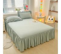 Highdi Jupe de lit à Volants Microfibre Couvre-lit Couleur Unie Coloré Doux et Antidérapant Cache Sommier avec Ourlet Élastique Drap Housse Para Single Queen King (100x200cm,Vert)