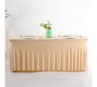 Highdi Jupe de Table Rectangulaire, Housses de Nappe avec Jupe Jupe de Table Conférence Spandex Stretch Lavable pour Mariage Fête Hôtel Banquet (4FT(122 * 60 * 76cm),44#Champagne)
