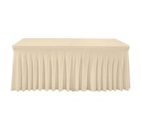 Highdi Jupe de Table Rectangulaire, Housses de Nappe avec jupe Jupe de Table Conférence Spandex Stretch Lavable pour Mariage Anniversaire Fête Hôtel Banquet Décoration (6FT(183*76*76cm),Champagne)