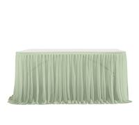 Highdi Jupe de Table Tulle, Maille Moelleux Table de Plinthe Gaze de Bureau en Tulle Romantique pour La Fête, Mariage, Anniversaire (6FT/183x77cm,Vert Sauge)