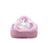 Highdi Licorne Pouf Poire sans Garnissage pour Adultes Enfants, 3D Rangement de Jouets Stockage Grande Fauteuil Pouf Pliable pour Fauteuil Housse de Pouf Poire (Licorne Rose,80 * 90cm)