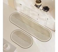 Highdi Lignes Ovales Tapis Cuisine Absorbant Diatomite, Tapis Cuisine Devant Evier Séchage Rapide Antidérapant, Mat de Sol Résistants aux Taches Lavable pour Salon Couloir Bain (Chameau,50x160cm)
