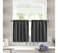 Highdi Lot de 2 Rideaux Cuisine Couleur Unie, Court à Passe Tringle Petit Rideau Courts pour Petite Fenêtre Salon Bistrot Rideau de Style Maison de Campagne (Gris foncé,152 * 60cm)