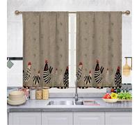 Highdi Lot de 2 Rideaux Cuisine, Court à Passe Tringle Petit Rideau Courts pour Petite Fenêtre Salon Bistrot Rideau de Style Maison de Campagne (Coq,70 * 100cm)