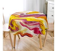 Highdi Marbre Cristal Rondes Nappes Anti Tachees Nappes Rondes Impermeable Lavable Facile à Nettoyer Nappe de Table pour Décoration Cuisine Picnic Jardin Fête (Diamètre 180cm,Nuage Jaune)