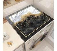 Highdi Marbre Housse de Protection pour Machine à Laver Top, Coussin de Machine à Laver Antidérapant Housse de Machine à Laver pour Machine à Laver Ou Sèche-Linge (50x80cm,Noir blanc)