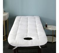 Highdi Matelas de Lit de Beauté avec Trou pour Le Visage, Pliable Doux Conforts Matelas Salon de Beauté à Tête Carrée pour Spa, Table de Massage, Lit de Massage (80x185cm,Rond-Blanc)