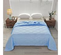 Highdi Microfibre Bedding Couette, Couette Ete Couleur Unie, Lavable et Poids Léger Jetés de lit pour Lits Simple et Double Personnes (Plaid Bleu,180x200cm)