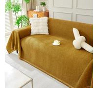 Highdi Moderne Serviette de Canapé Chenille, Hiver Couleur Unie Housse Anti-Poussière Canapé Serviette, Lavable Couverture Protège Chat Anti Griffe Animaux Enfants (Moutarde,230x340cm)
