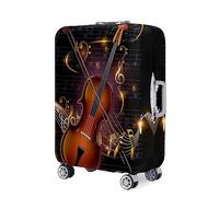 Highdi Motif Musical 3D Housse Valise,18-32 Pouces Housse de Valise Elastique, Housse Protection Valise Réutilisable, Housse de Bagage Portable, Adaptée Bagages S-XL (Violon,S)