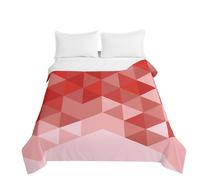 Highdi Motif Triangulaire Bedding Couette 220 x 240 cm, Été Douce Microfibre Couette, Couette Imprimée 220x240 Poids Léger Couette Enfant, pour Couette 2 Personnes (Rose,220 * 240cm)