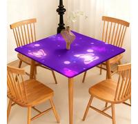 Highdi Nappe de Table Lavable, Carrée, avec Bord Élastique, pour Jardin, Intérieure et Extérieure, Oxford, Résistante Aux Intempéries, Anti Taches, Motif Papillon (Peint B,170x170cm)