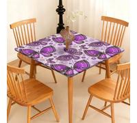 Highdi Nappe de Table Lavable, Carrée, avec Bord Élastique, pour Jardin, Intérieure et Extérieure, Oxford, Résistante Aux Intempéries, Anti Taches, Motif Papillon (Papillon A,170x170cm)