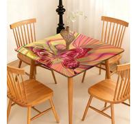 Highdi Nappe de Table Lavable, Carrée, avec Bord Élastique, pour Jardin, Intérieure et Extérieure, Oxford, Résistante Aux Intempéries, Anti Taches, Motif Papillon (Motif H,170x170cm)