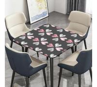 Highdi Nappe de Table Lavable, Carrée, avec Bord Élastique, pour Jardin, Intérieure Extérieure, Résistante Aux Intempéries, Anti Taches, Thème d'amour Rouge (trèfle à Quatre Feuilles,150x150cm)