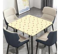 Highdi Nappe de Table Lavable, Carrée, avec Bord Élastique, pour Jardin, Intérieure Extérieure, Résistante Aux Intempéries, Anti Taches, Thème d'amour Rouge (Battement de Coeur,100x100cm)