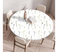 Highdi Nappe de Table Ronde avec Bord Élastique, Nappe Ronde Anti-Tache Antidérapante Exterieur Table Protection Extensible pour Cafe Cuisine Fête Table (80cm,Feuilles de Plantes)
